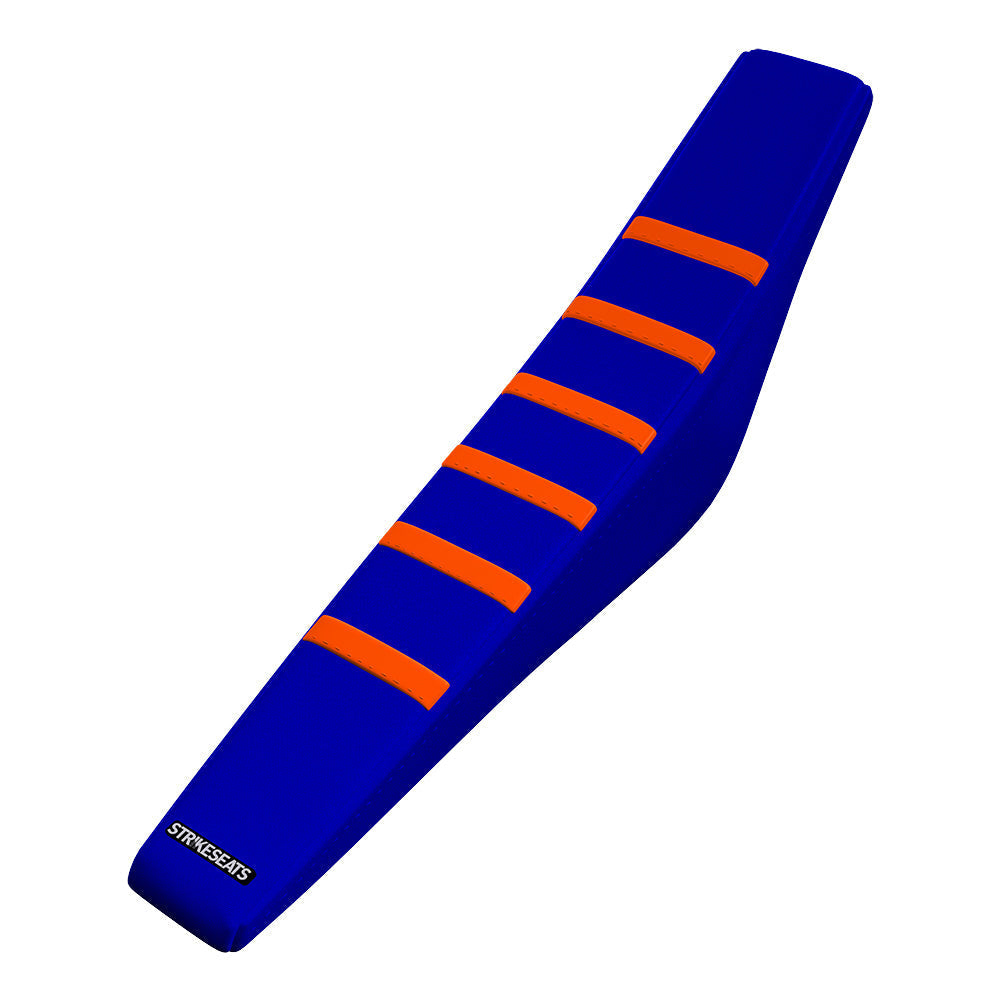 Funda de asiento acanalada con agarre naranja/azul/azul para KTM 125SX/250SX/300SX/250SXF/350SXF/450SXF 2023-2024