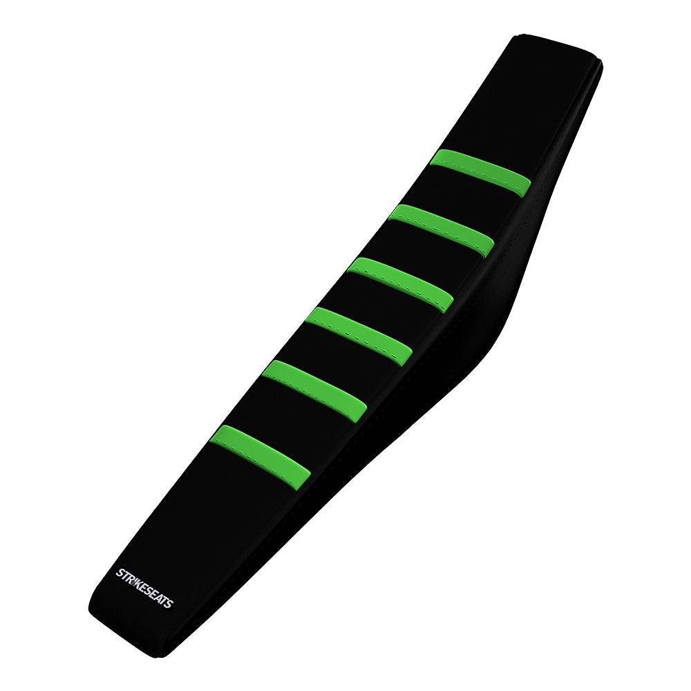 Kawasaki KX85 14-23/KX100 14-21/KX112 22-23 VERDE/NEGRO/NEGRO Funda de asiento acanalada con agarre