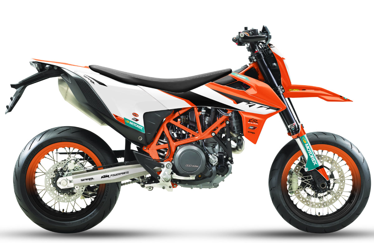 KTM // 690 DUKE // OEM Orange White Motocross Graphics Kit by