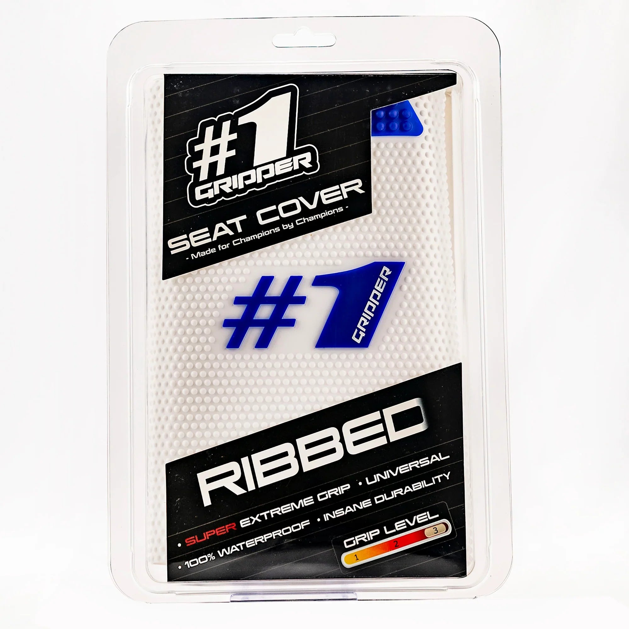 Funda de asiento acanalada Gripper 1 - Blanco/Azul