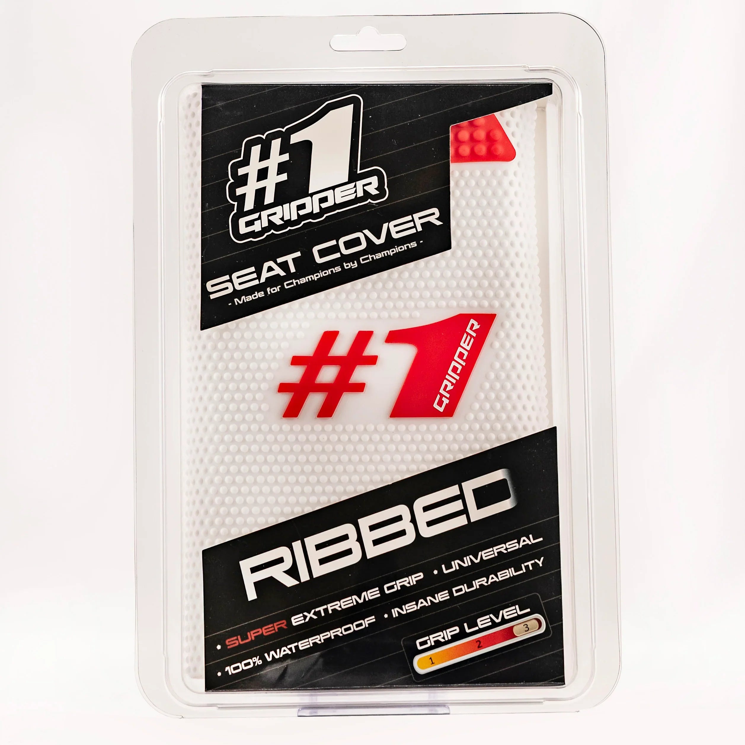 1Gripper RIBBED Seat Cover - White/Red