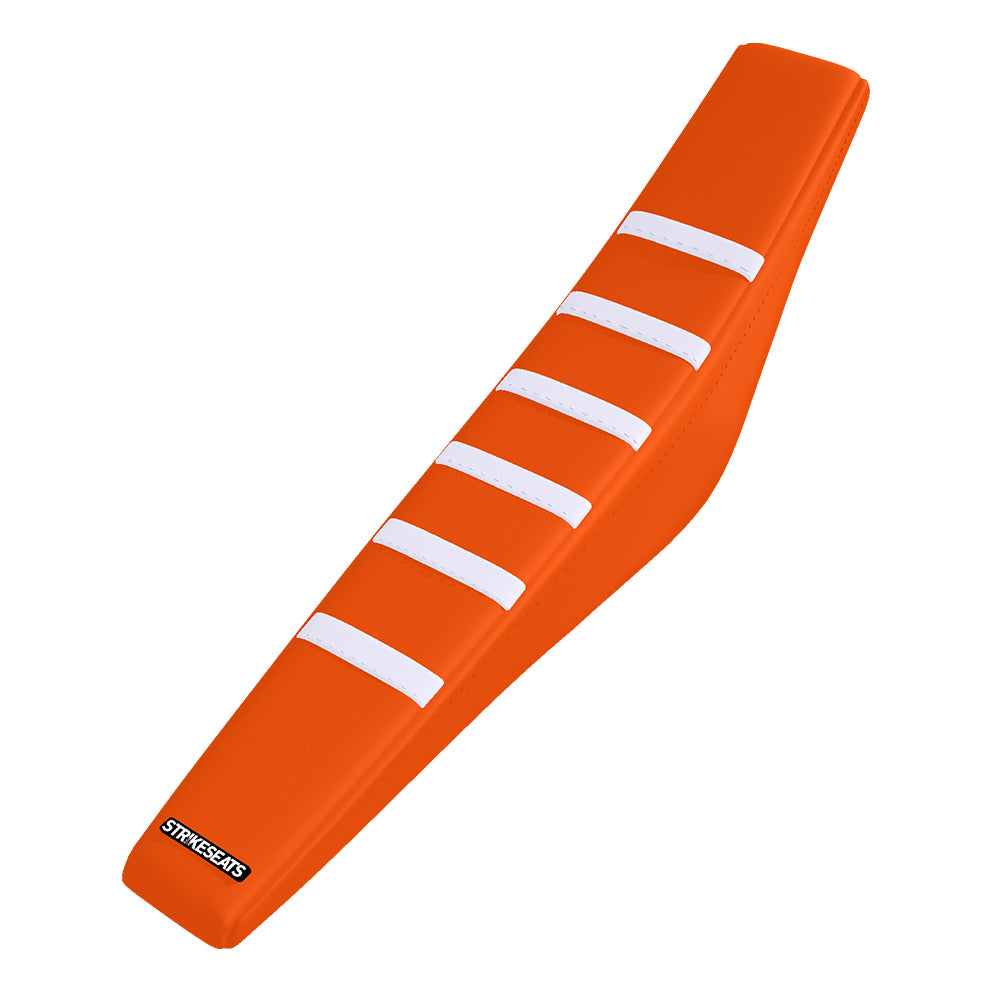 KTM 125SX/250SX/300SX/250SXF/350SXF/450SXF 2023 - 2024 WHITE/ORANGE/ORANGE Gripper Ribbed Seat Cover