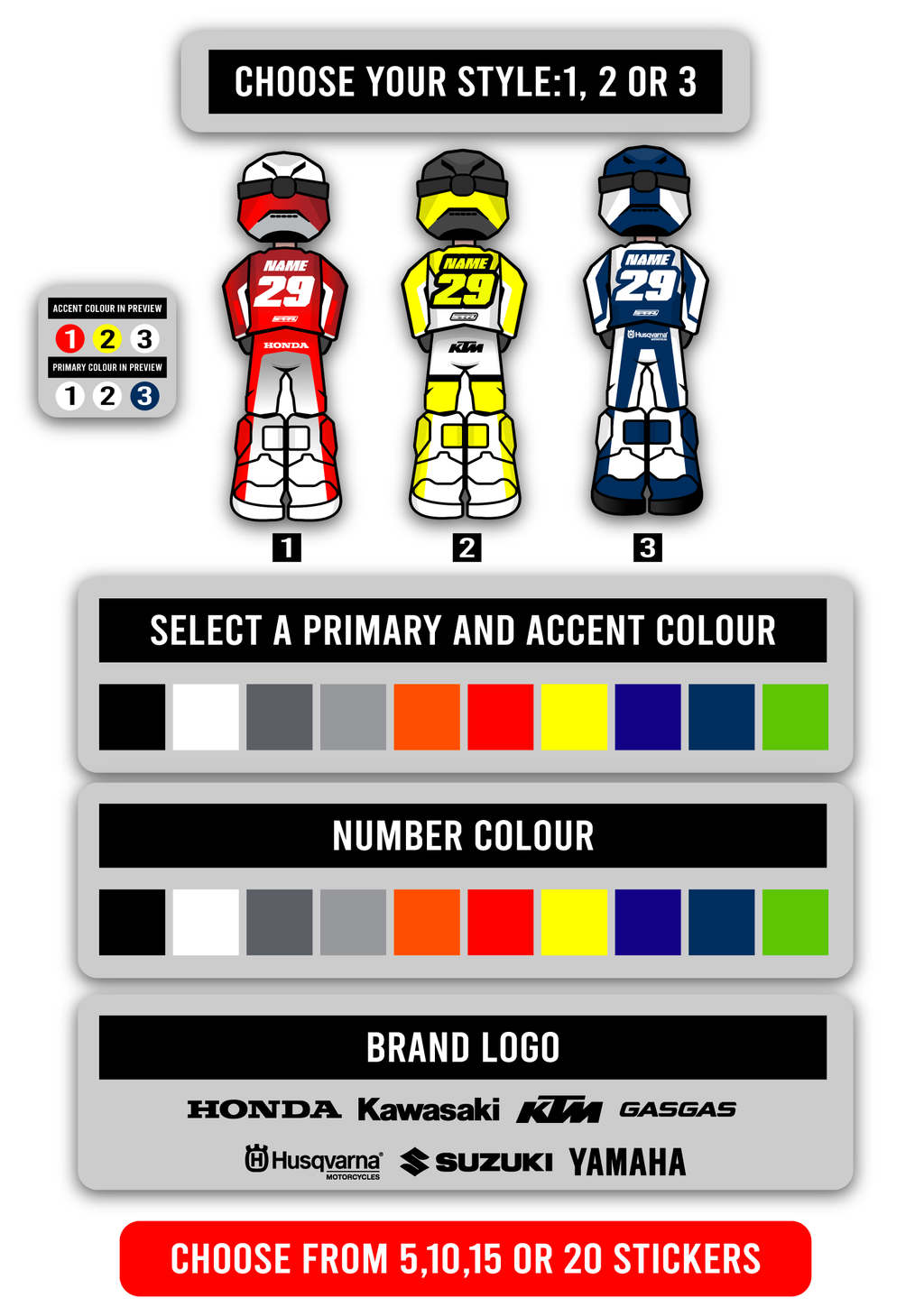 Rider Sticker // Your Name and Number Motocross Graphics by SpiralGFX